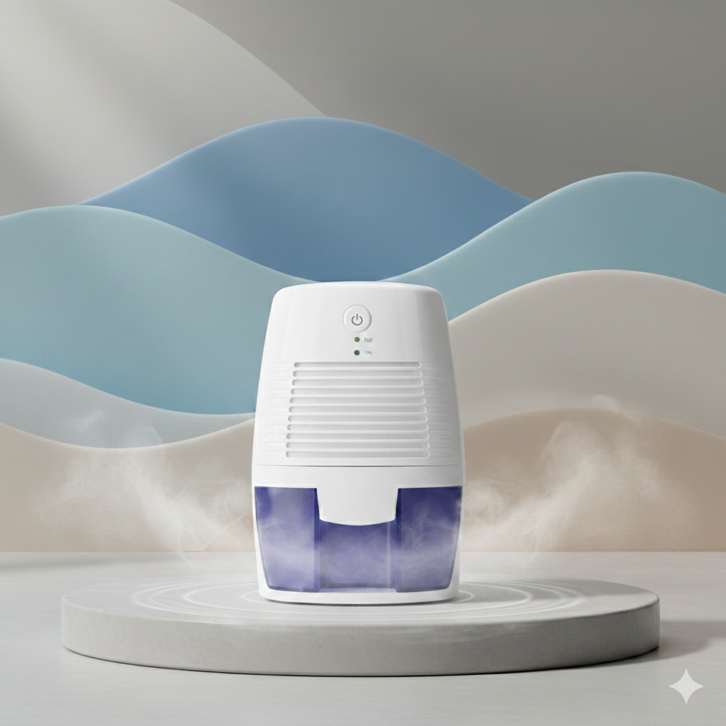 Petit déshumidificateur portable blanc 250ml silencieux pour chambre